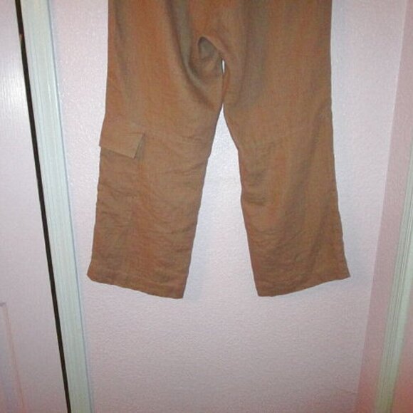 Orvis Linen Cargo Pants Size 8 Wide Leg Mid Rise Lightweight Crop Pockets Beach - Picture 9 of 9